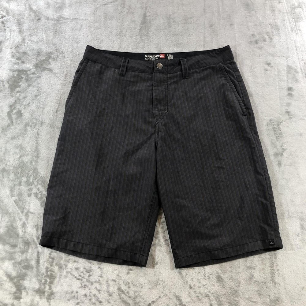 Quiksilver Amphibians Shorts Mens 31 Gray Stripe Chino Hybrid Quick Dry Walk